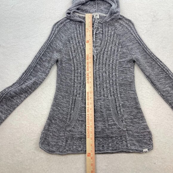 ROXY Pullover Knitted Hoodie Gray Long Sleeve Boho Festival Retro Y2K Size Large - Picture 5 of 5